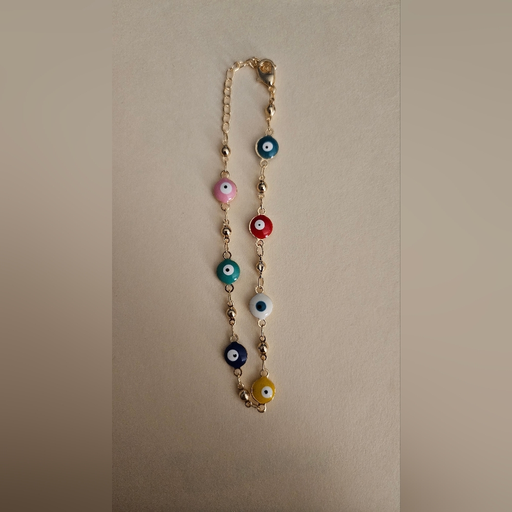 Colorful Evil Eye Charm Ankle Bracelet
